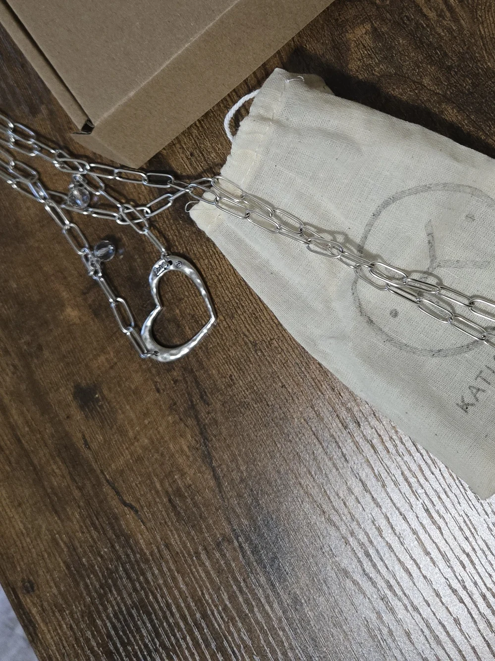 Katia Designs- Silver Heart Link Necklace - Picture 2 of 8
